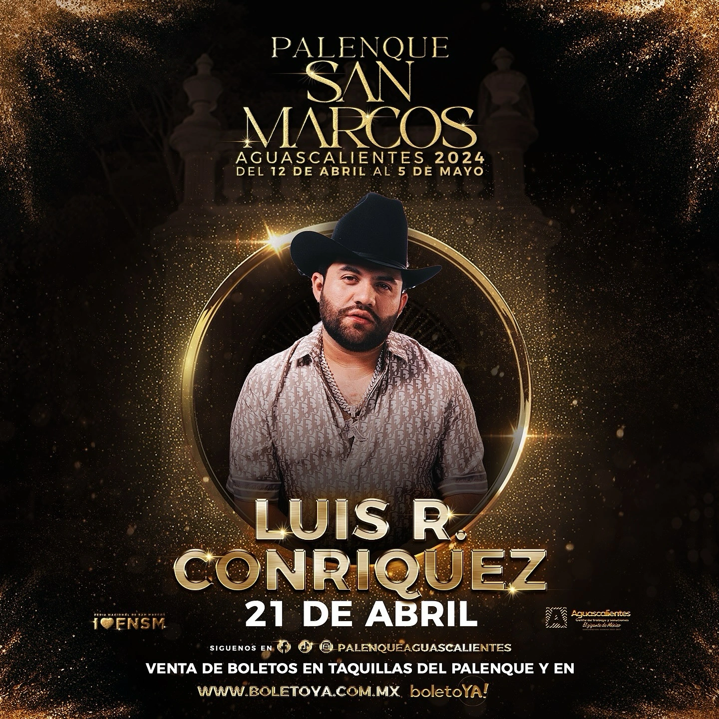 boletos Luis R. Conriquez Palenque Feria San Marcos Aguascalientes 2024